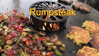 Rumpsteak grillen auf der Feuerplatte [upl. by Ermina]