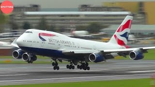 Amazing Plane Spotting at London Heathrow  45 mins w Stunning HD Heavies [upl. by Rofotsirk]