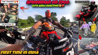 Spiderman Riding Superbike 😱 I Public Reaction on Kawasaki Z900 [upl. by Eelsew]