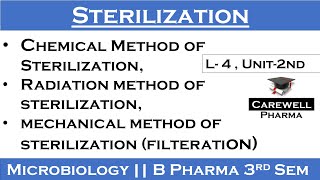 Chemical method of sterilization  Radiation method of sterilization  Mechanical methodfilteration [upl. by Evangelist]