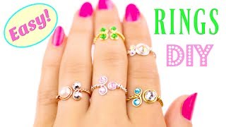 Easy DIY Rings With Stones Adjustable Rings DIY [upl. by Juliet625]