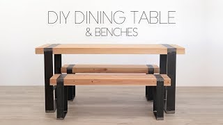 DIY Modern Dining Table w Matching Benches  Modern Builds [upl. by Rehpotsihc]