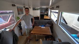 Wohnung weg und frei Nils lebt im komplett selbstgebauten Wohnmobil 11m Vanlife Design Qualität [upl. by Porush397]