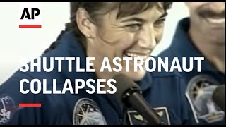 Shuttle astronaut collapses during welcome home ceremony [upl. by Yklam]