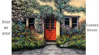 Garden House STEP by STEP Acrylic Painting ColorByFeliks [upl. by Bolger321]