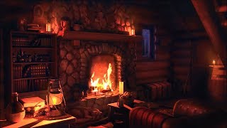 Wood Cabin Ambience  Heavy Blizzard Sounds for Sleep Relaxation amp Study with Fireplace Sounds [upl. by Ayita]