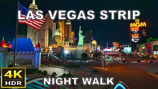 4K HDR Las Vegas Strip Night Walking Tour  2023  Las Vegas Nevada [upl. by Atal883]