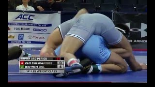 141lbs Zach Finesilver vs Joey Ward ACC Wrestling Championships [upl. by Abbye221]