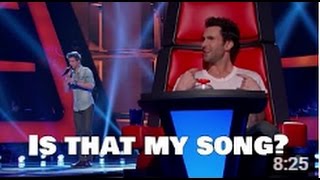 5 contestants on the voice who auditioned with a coaches song [upl. by Bondy327]