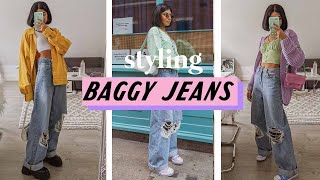 10 ways to style baggy jeans 🍭🍓🌈 [upl. by Naus67]