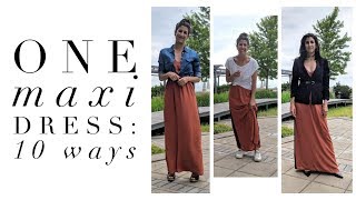 One Maxi Dress 10 Ways  How to Style Basics  Capsule Closet  Minimalism [upl. by Oiralih]