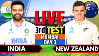 India vs New Zealand 3rd Test Day 3  IND vs NZ Live Match  Live Cricket Match Today IND Batting [upl. by Booma]