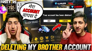 Deleting My Brother Account Id Hack Prank 😂Wasting 10000 Diamonds Crying Moment  Garena Free Fire [upl. by Lotus457]