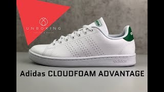 Adidas CLOUDFOAM ADVANTAGE ‘ftwrwhtgreen’  UNBOXING amp ON FEET  fashion shoes  2019 [upl. by Morty]