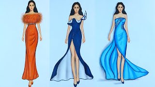 Fashion illustration compilation speed drawing [upl. by Refiffej]