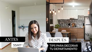 Como decorar un departamento pequeño ✨ Sin gastar mucho dinero  55mt2 [upl. by Allenod]