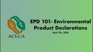 EPD 101 Environmental Product Declarations [upl. by Winshell]