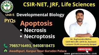 MCQs  Apoptosis  Necrosis  Necroptosis  Developmental Biology genesisinstitute [upl. by Houlberg885]