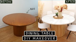 DIY Dining Table Makeover natural boho furniture flip [upl. by Einatsed]