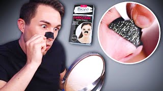 Mens First Time Using Biore Blackhead Remover Charcoal Nose Strips [upl. by Ivel]