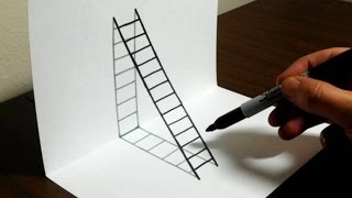 How to Draw a 3D Ladder  Trick Art For Kids [upl. by Ardnuhsor]