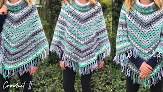 Crochet winter poncho  V stitch  Simple  Full tutorial [upl. by Anitsrhc22]