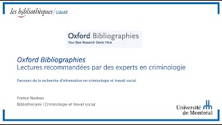 Oxford Bibliographies en criminologie [upl. by Remle647]