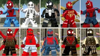 All SpiderMan Suits in LEGO Marvel Videogames [upl. by Olpe90]