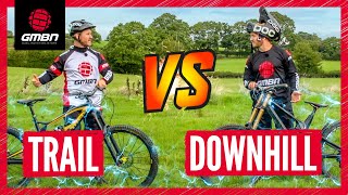 Trail Bike Vs Downhill Mountain Bike Challenges [upl. by Hoon]