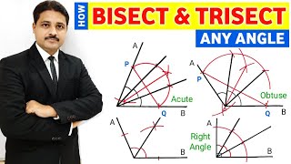 HOW TO BISECT AND TRISECT AN ANGLE  BASIC GEOMETRICAL CONSTRUCTION FOR BEGINNERS [upl. by Galvin356]