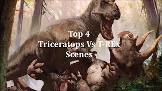 Top 4 Epic Triceratops Vs T Rex Scenes [upl. by Frolick]