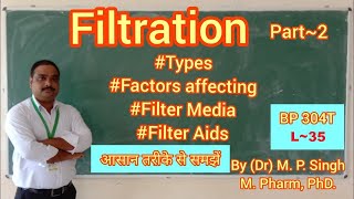 Filtration Type  Factors Affecting  Filter Media  Filter Aids  Pharma Engineering  BP304  L35 [upl. by Ytte]