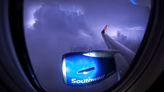 4K Flying Through Thunderstorm  Takeoff St Louis Southwest 737800 N8575Z STLTUL Description [upl. by Sylvie]