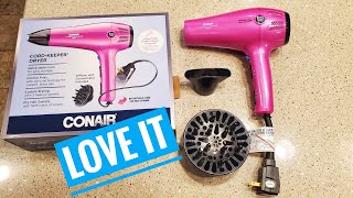 CONAIR Ionic Ceramic Hair Dryer CordKeeper Review Blow Dryer [upl. by Naashar]