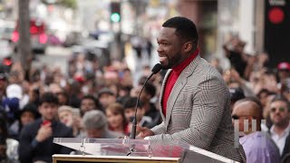 50 Cent Cracks Jokes Almost Cries Receiving Star On Hollywood Walk Of Fame [upl. by Anaik]