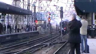 60019 Bittern speeds through Doncaster with The Great Britain III with whistles on 14410 [upl. by Erde]