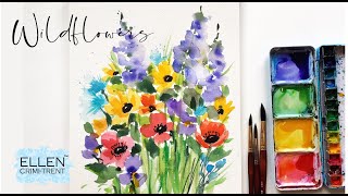 Loose Watercolor FlowersWildflowers  Easy for beginners Step by step tutorial [upl. by Valene]