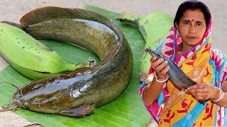 Magur Maach amp Kacha Kala Jhol Recipe Indian Village Style  Green Banana amp Catfish Curry [upl. by Hirsch]