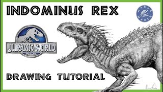 How To Draw an INDOMINUS REX from JURASSIC WORLD  Dinosaur drawing TUTORIAL [upl. by Kaufmann8]