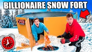 Worlds Biggest BILLIONAIRE Snow FORT 24 Hour Challenge [upl. by Nostrebor]