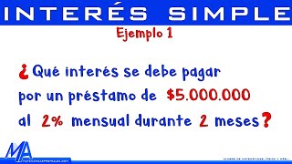 Interés simple  Ejemplo 1 [upl. by Lorollas]