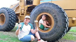 Playing in the rocks and water with tractors  Real tractors on the farm  Tractors for kids [upl. by Ymassej]