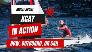 XCAT Catamaran in Action  MultiSport Sailboat You Can Row Outboard or Sail [upl. by Smitty408]