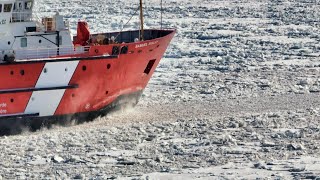 4K Drone Ice Breaker St Clair River 2022 Algonac Samuel Risley January 28 [upl. by Akiehsal]