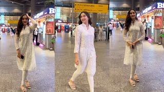 Saiee Manjrekar Spotted At Airport [upl. by Yhtimit]