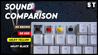 Sound Comparison Gateron Milky Yellow Milky Black Royal Kludge Brown Red Switches  Samuel Tan [upl. by Eitisahc]