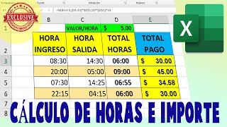 Cálculo de HORAS en Excel y Multiplicar por el valor de Hora [upl. by Oralia]