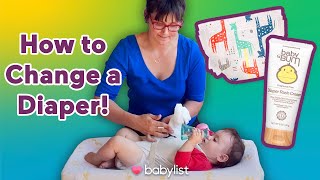 How to Diaper a Baby  Babylist [upl. by Trinatte]