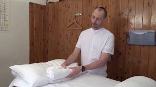 Towel roll with pillow to sleep better with neck pain [upl. by Garald]