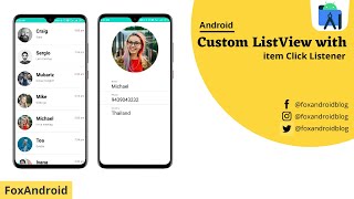 Custom Listview with item click in Android  Listview in Android Studio  Custom Listview [upl. by Chita]